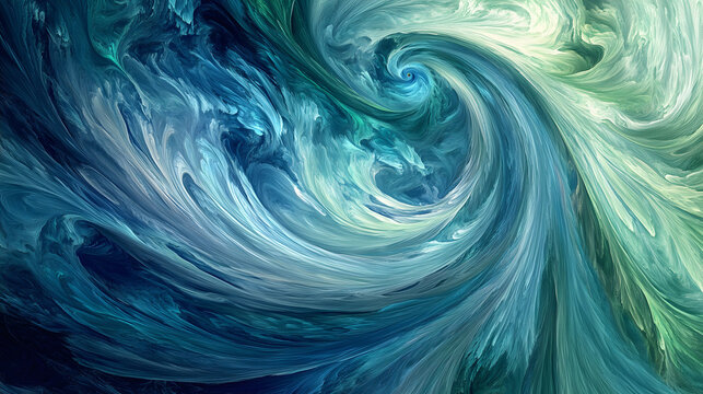 Majestic Wave Formation in Swirling Turquoise and Blue Hues Captures the Power of Nature's Beauty. Generative AI