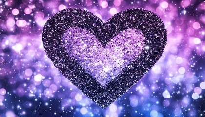 Fototapeta premium Sparkling Purple and Pink Glitter Heart on Bokeh Background