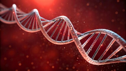 Elegant Close-up View of DNA Helix with Glowing Background and Dynamic Particles