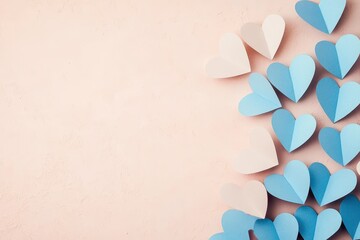 Obraz premium Tender Pastel Paper Hearts on Pink Background Romantic Wedding Anniversary Design