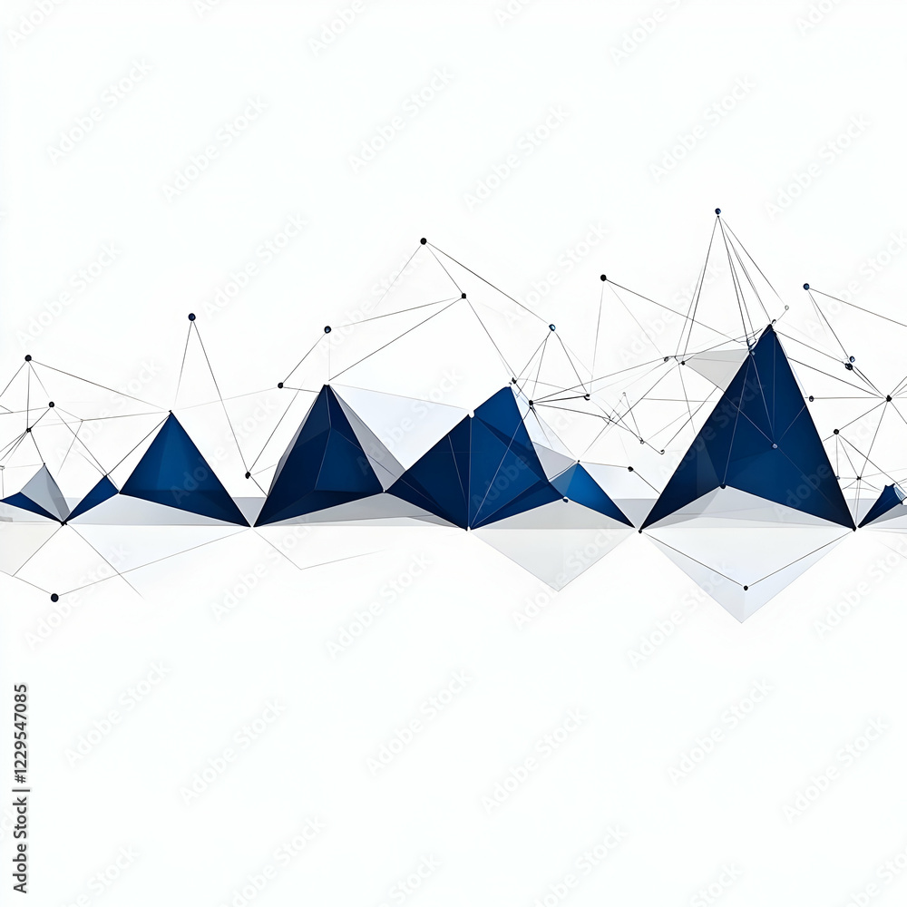 Poster abstract 3d triangles connected by lines creates a modern design on white background