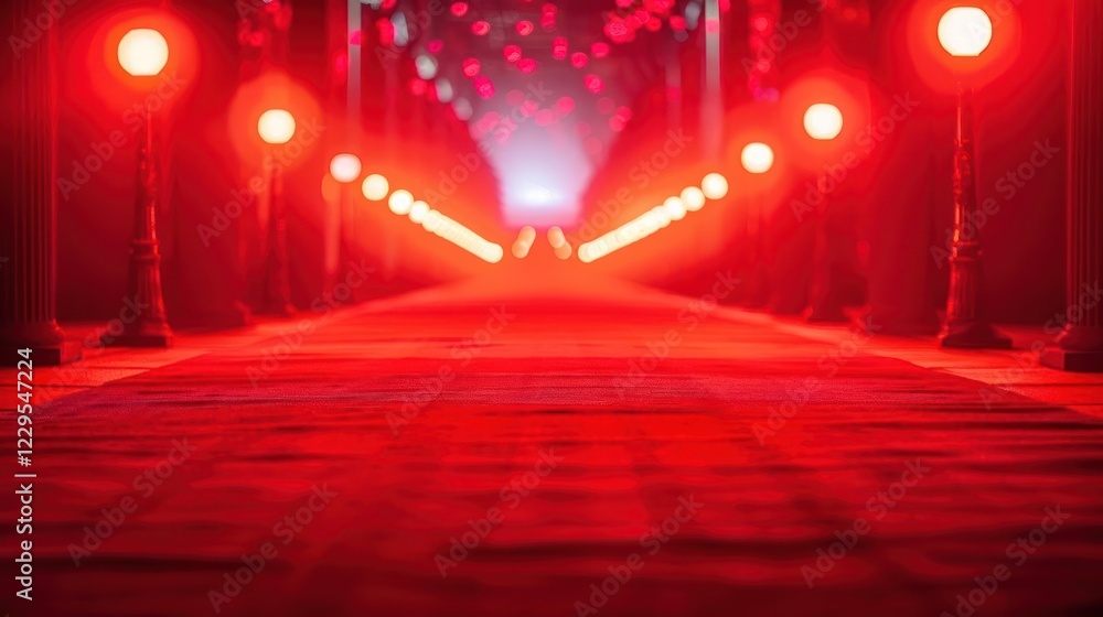 Aufkleber a dimly lit pathway with glowing red lights creating an atmospheric scene ahead