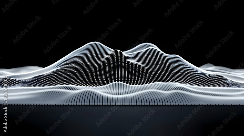 Aufkleber abstract 3d landscape forms a digital wave pattern seamlessly on a dark background.