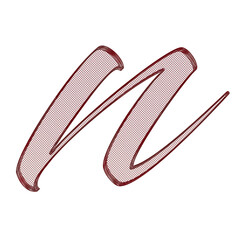 red , small 3D letter with metal mesh inside