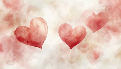 Fototapeta premium Watercolor Hearts: A Romantic and Tender Background