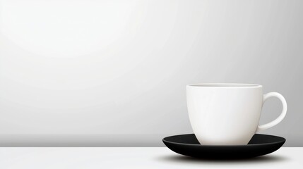 White Coffee Cup on Black Saucer Minimalist Still Life