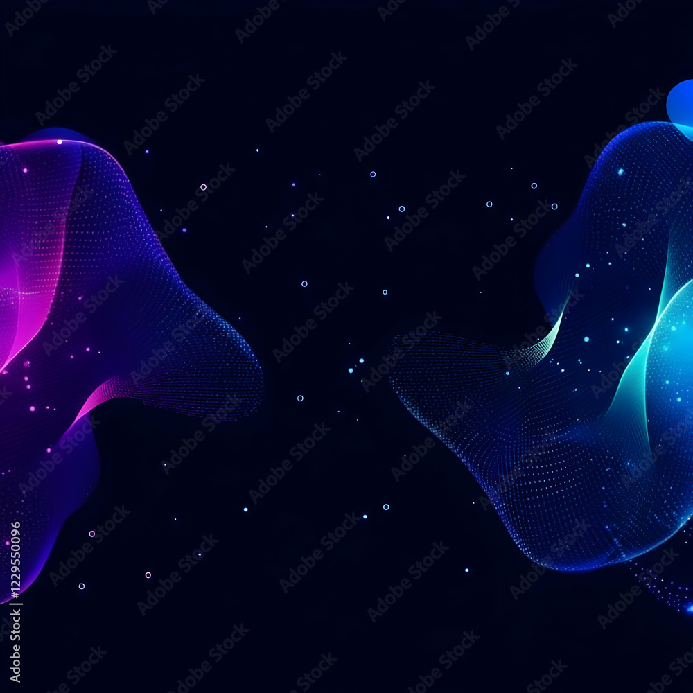 Poster abstract background with colorful particle flow and dynamic motion effects abstractly
