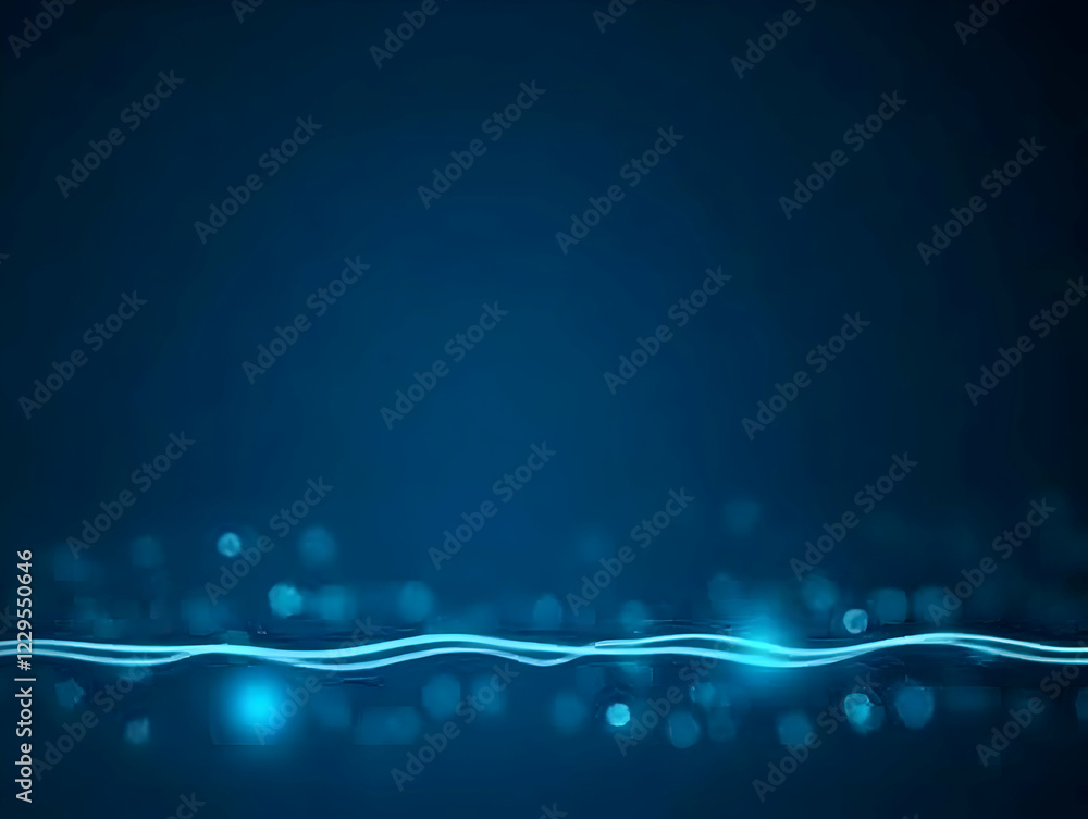 Aufkleber abstract blue background creates a serene and peaceful ambiance with glowing lines and bokeh effects