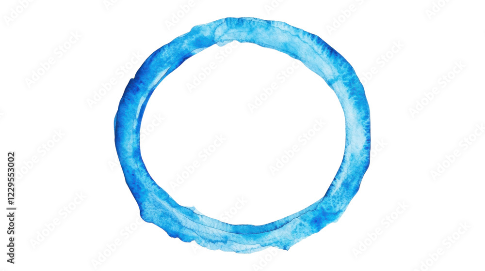 Aufkleber blue watercolor circle on transparent background creating empty space. transparent background