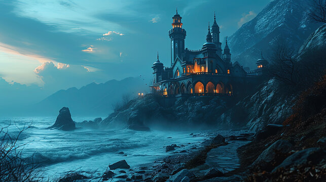 night landscape with castle