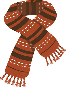 Winter scraf with dot line pattern cartoon illustration