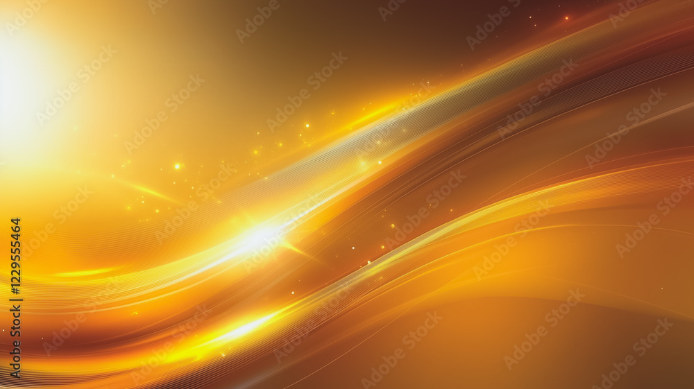 Poster golden abstract waves: shimmering, golden waves flow across the image, creating a luxurious and radi