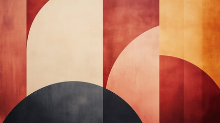 Geometric shapes and patterns in warm hues.