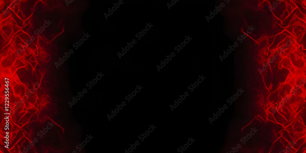 Poster abstract red flames frame a dark background with vivid colors and intricate patterns
