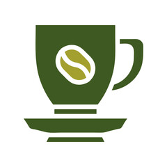 Stylized Green Coffee Cup Icon With Bean Graphic
