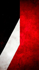 Abstract Background Features Bold Red, White, and Black Geometric Shapes with Textured Details