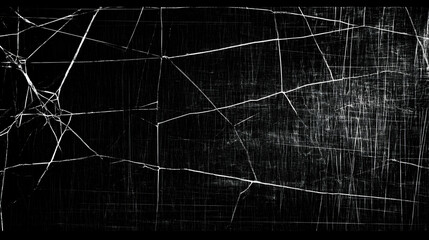 Naklejka premium Cracked Glass Texture Displays Shattered Surface with White Lines on Black Background Abstractly