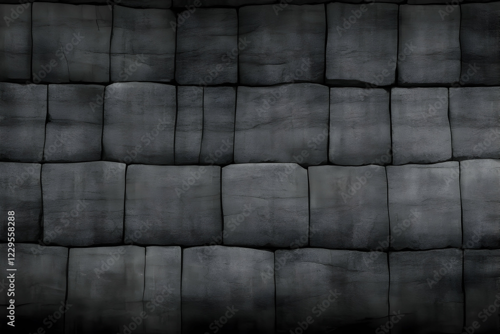 Poster Dark Gray Stone Wall Texture Background Creates a Rustic and Textured Surface for Design Projects with Dramatic Lighting and Shadow Effect.