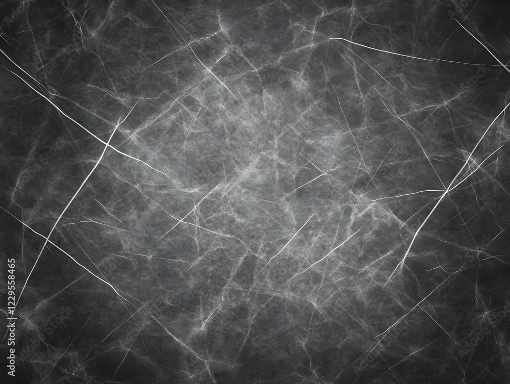 Poster abstract background displays intricate white lines and smoky textures on a dark gray canvas.