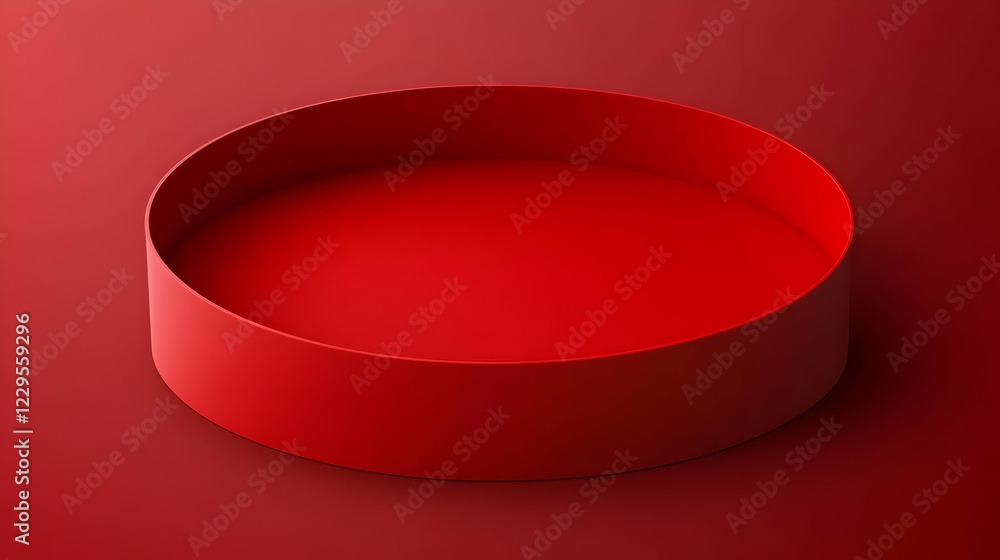Poster 3d red cylinder on red background creates simple yet striking visual.