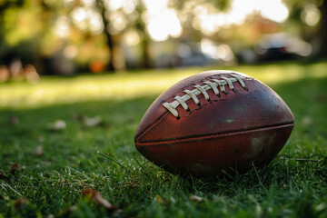 Intense generative AI picture of american football ball in action motion