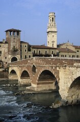 Obraz premium Ponte Pietra on the Adige River Cathedral Verona Veneto Italy