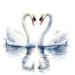 Fototapeta premium Watercolor Swan Heart Painting 