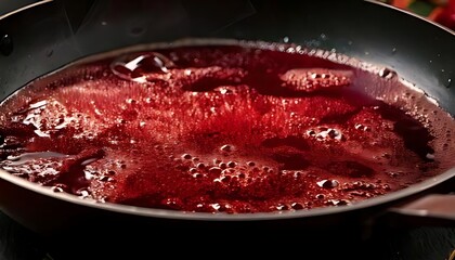 Red wine simmers in the pan, reducing by half, enriching the flavors beautifully.