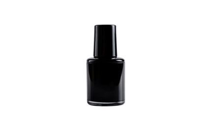 Black nail polish bottle on transparent background for beauty and cosmetics concepts. Transparent background