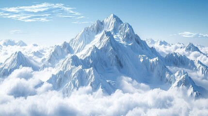 Obraz premium Majestic Snowy Mountain Peaks Above the Clouds: A Breathtaking Aerial View