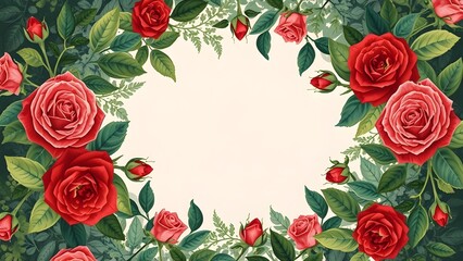 Naklejka premium happy valentines day card with roe and floral background