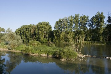 Flood plain Isar river near Plattling Lower Bavaria Germany