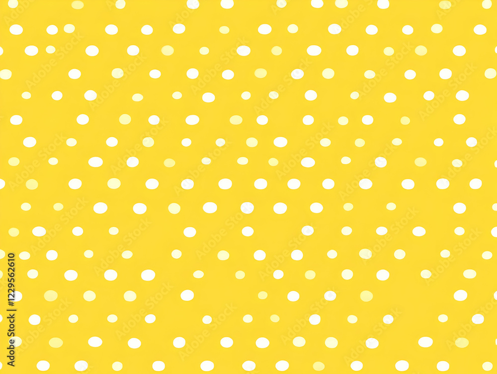 Poster bright yellow background with white polka dots forms a cheerful and playful pattern design.