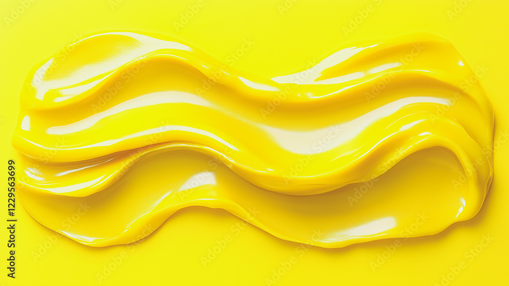 Poster yellow liquid swirl: abstract image of a vibrant yellow liquid creating a dynamic swirl pattern. the
