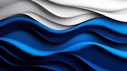 Fototapeta premium Abstract Blue and White Wave Pattern: A Serene Digital Artwork