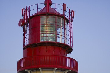 Fresnel lens, light beacon in a lighthouse on the cape near Lindesnes, Vest-Agder, Norway,...