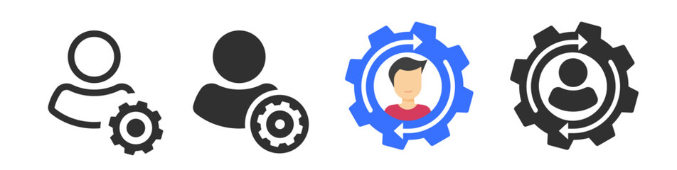 User preferences setting icon vector, account configuration simple minimal line stroke ui interface element graphic set, customer customization profile sign symbol linear image clip art

