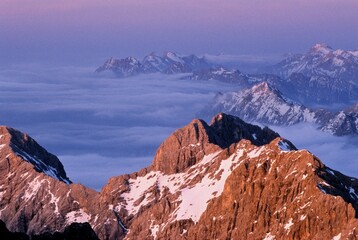 View from the summit of Mt. Zugspitze, Bavaria, Germany, Europe