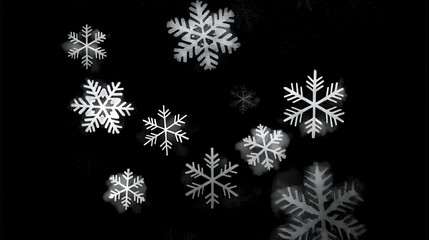 White Snowflakes Gently Fall on a Dark Background Creating a Winter Wonderland Scene