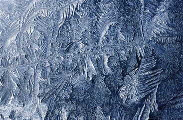 Frost pattern, ice flowers, ice crystals