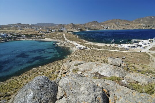 Double bay of Kalafati, Kalafatis, Agia Anna, Dimasto, Mykonos, Cyclades, Greece, Europe