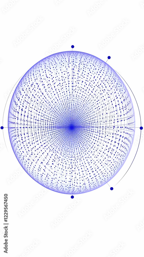 Poster abstract 3d sphere shows complex network connections and data visualization with elegance.
