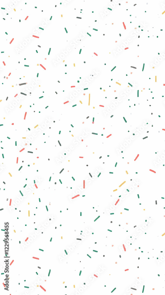 Poster abstract background with colorful sprinkles scattered randomly across a white canvas