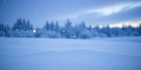 Fototapeta premium Snow falls gently in the stillness of a winter evening, frosty, calming scenery