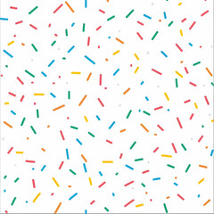 Colorful Sprinkles Scattered Seamlessly on a White Background Design