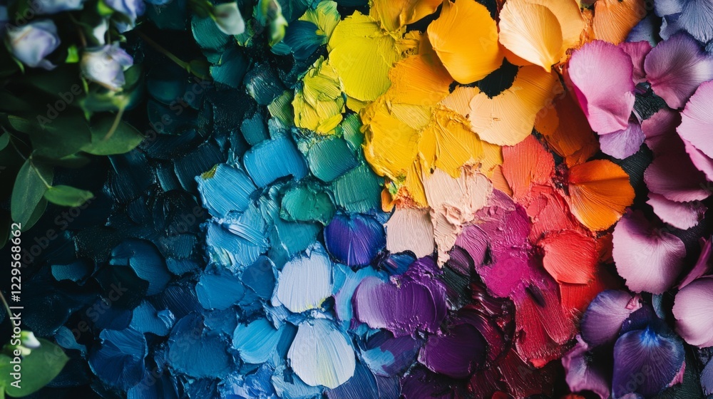 Poster a stunning array of colorful paint strokes blends together to create a vibrant abstract artwork, sho