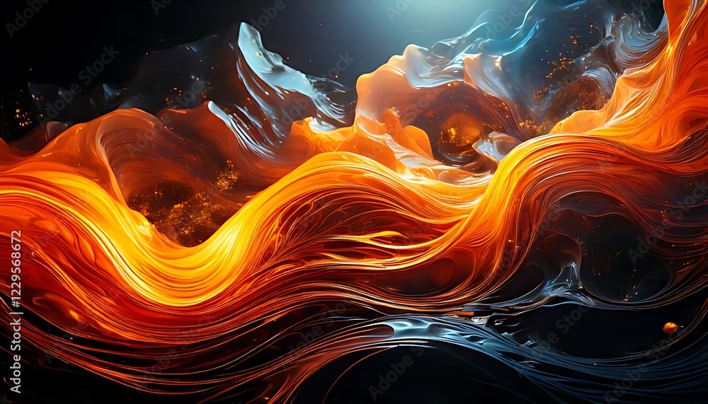 Poster vibrant, abstract image of mantra flow features colorful, wave-like patterns symbolizing dynamic ene
