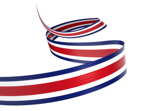 3d Flag Of Costa Rica 3d Shiny Waving Ribbon Flag Isolated On White Background 3d Illustration