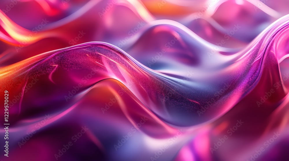 Poster abstract 3d background vibrant magenta tones and wavy glass shapes creating a modern dynamic design 