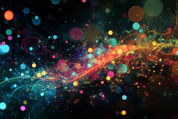 Obraz premium Explore a Vibrant Abstract Digital Universe of Colorful Lights and Dynamic Patterns